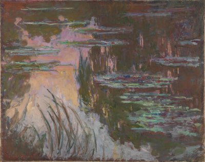 Waterlelies, ondergaande zon door Claude Monet